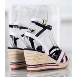 Comer Sandales compensées à rayures blanche multicolore 3