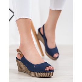 SHELOVET Sandales compensées classiques bleu 2