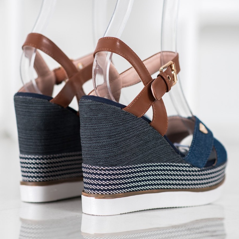 SHELOVET Sandales compensées bleu 1