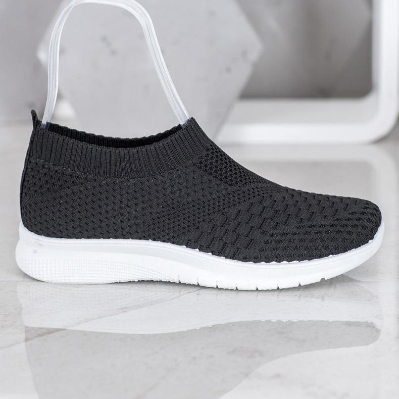SHELOVET Baskets à enfiler noir 2