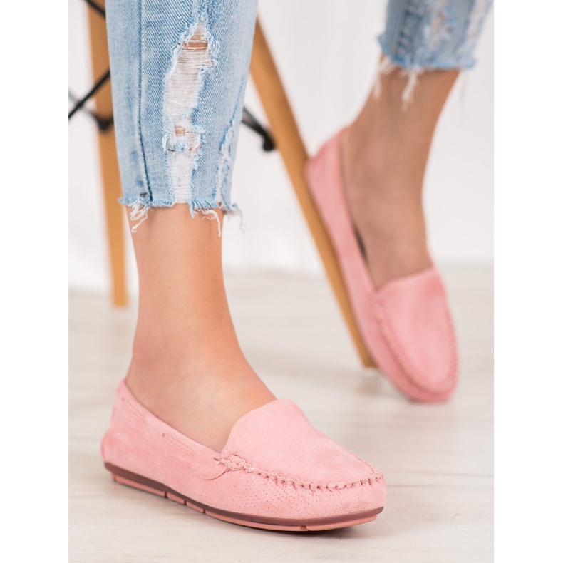 Clowse Mocassins en daim rose 1