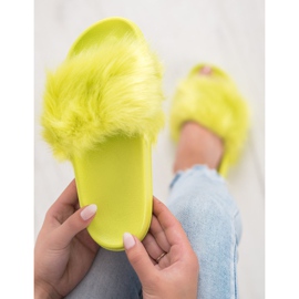 SHELOVET Pantoufles En Caoutchouc Avec Fourrure multicolore vert 1