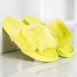 SHELOVET Pantoufles En Caoutchouc Avec Fourrure multicolore vert 3