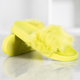 SHELOVET Pantoufles En Caoutchouc Avec Fourrure multicolore vert 4