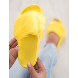 SHELOVET Pantoufles En Caoutchouc Avec Fourrure jaune 1