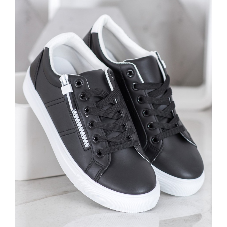 SHELOVET Baskets noires à fermeture éclair le noir 1