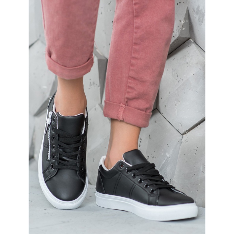 SHELOVET Baskets noires à fermeture éclair le noir 2