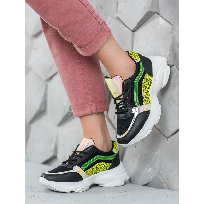 Marquiz Baskets avec empiècements néon noir multicolore 2