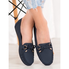 Diamantique Mocassins en éco-cuir bleu marine 2