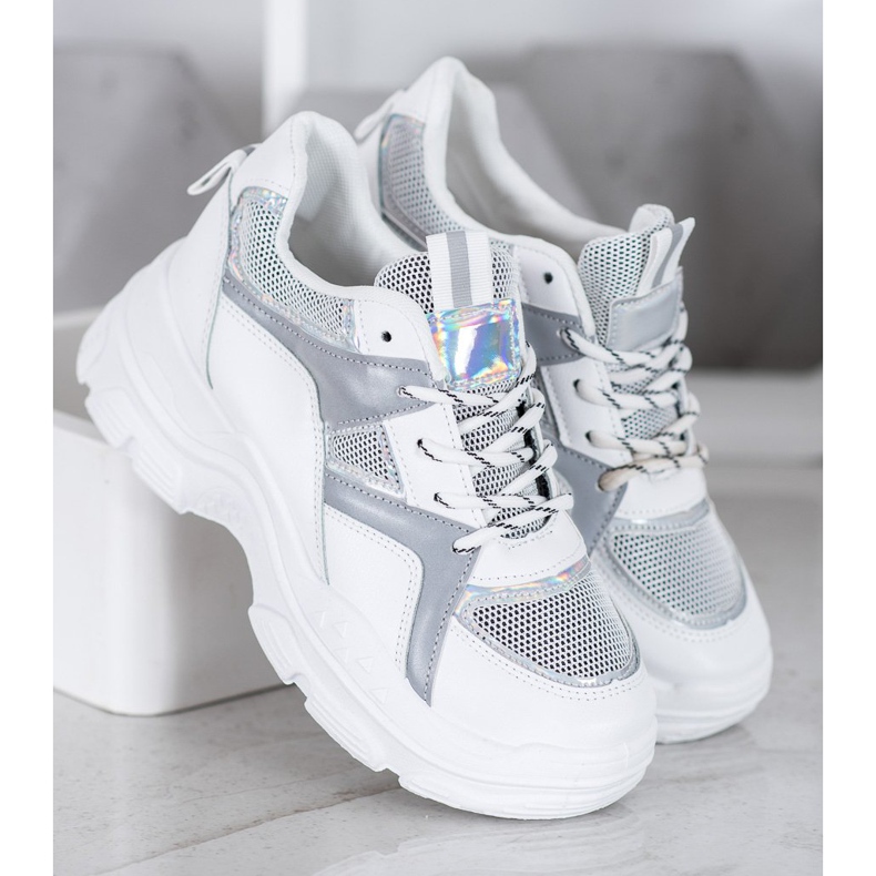 Sweet Shoes Baskets nouées blanc gris 1