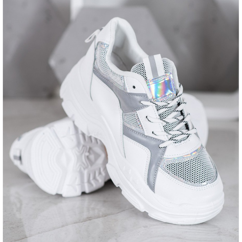 Sweet Shoes Baskets nouées blanche gris 2