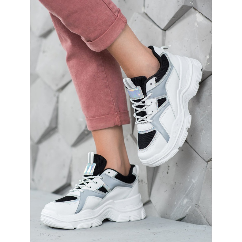 Sweet Shoes Baskets nouées blanc noir 2