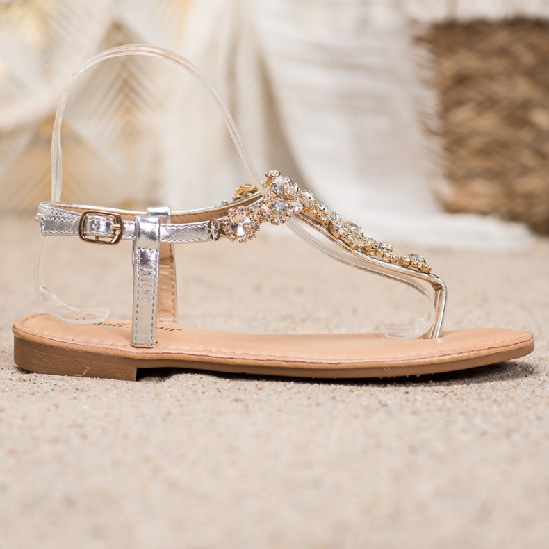 Small Swan Tongs Sandales Avec Oxyde De Zirconium gris 2 Small Swan Tongs Sandales Avec Oxyde De Zirconium gris 2