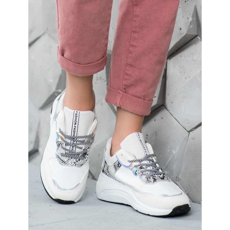 SHELOVET Baskets à imprimé serpent blanc multicolore 2