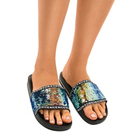 Chaussons noirs à paillettes WS9002 multicolore 1