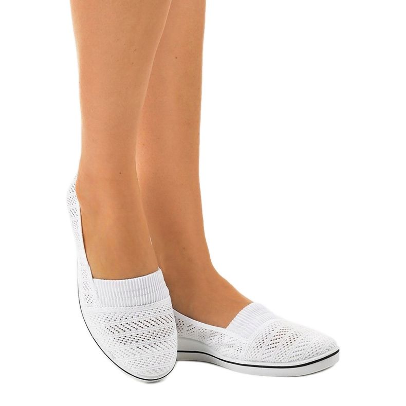 Baskets blanches à talon compensé HJ1801-9 1