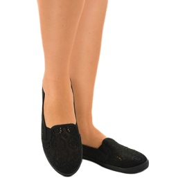 Baskets à enfiler ajourées noires HJ1709 1