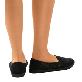 Baskets à enfiler ajourées noires HJ1709 le noir 3