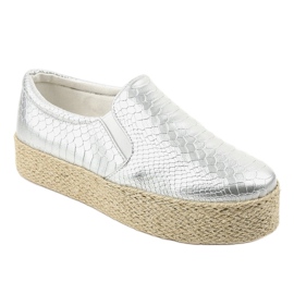 Espadrilles à enfiler argentées 6140 gris 1 Espadrilles à enfiler argentées 6140 gris 1