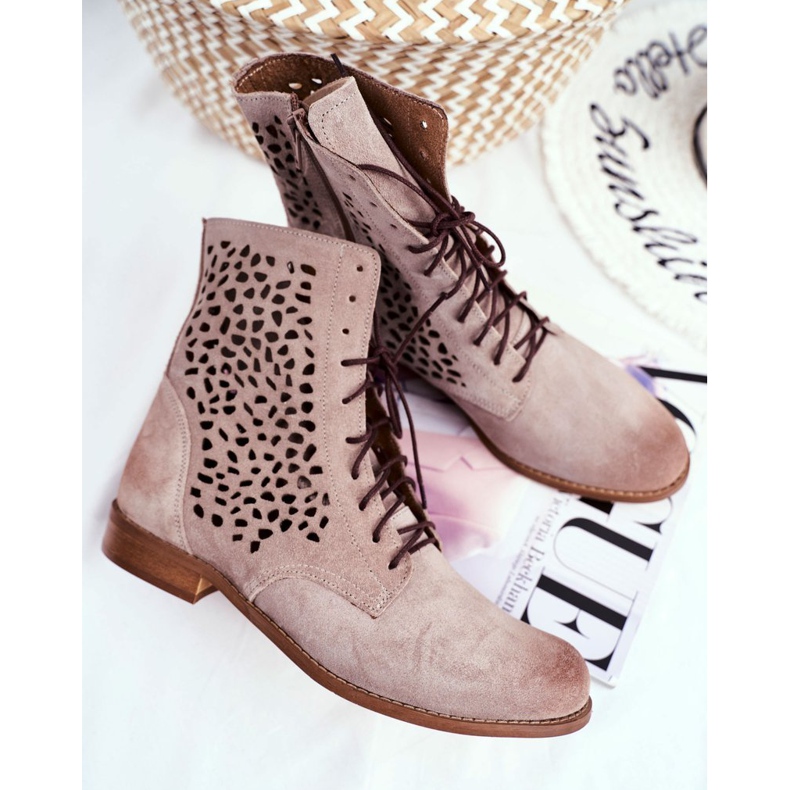 Nicole Bottes en cuir pour femmes Cappucino Meridan beige 1