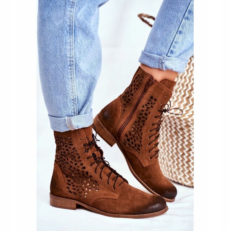 Nicole Bottes méridiennes en cuir camel pour femmes brun 1