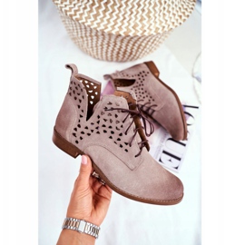 Nicole Bottes en cuir pour femmes Cappucino Low Meridan beige 1