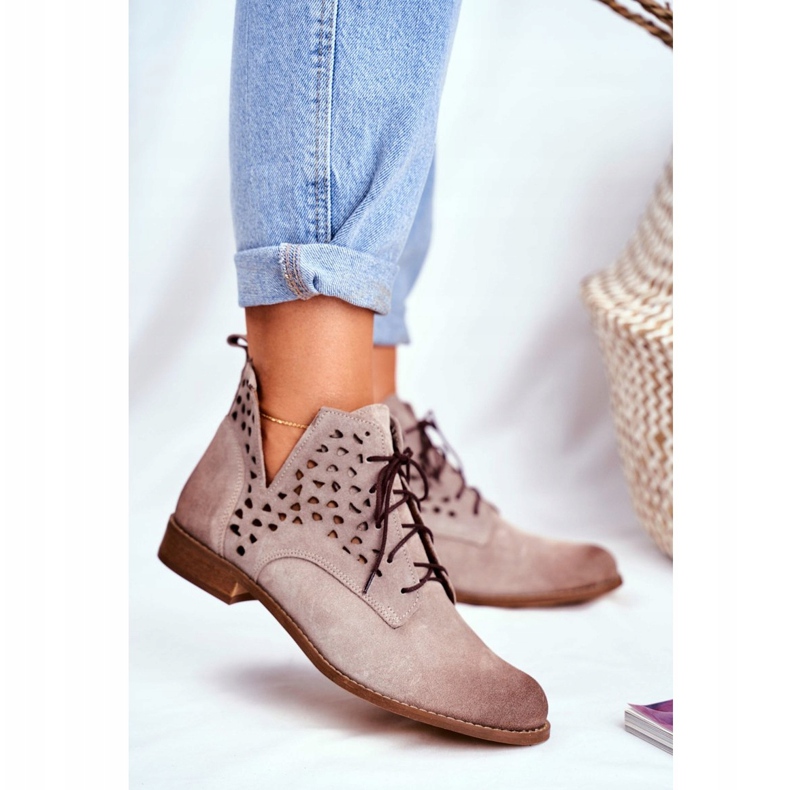 Nicole Bottes en cuir pour femmes Cappucino Low Meridan beige 2