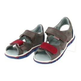 Mazurek Garçons en cuir avec sandales en cuir gris-rouge 314 2