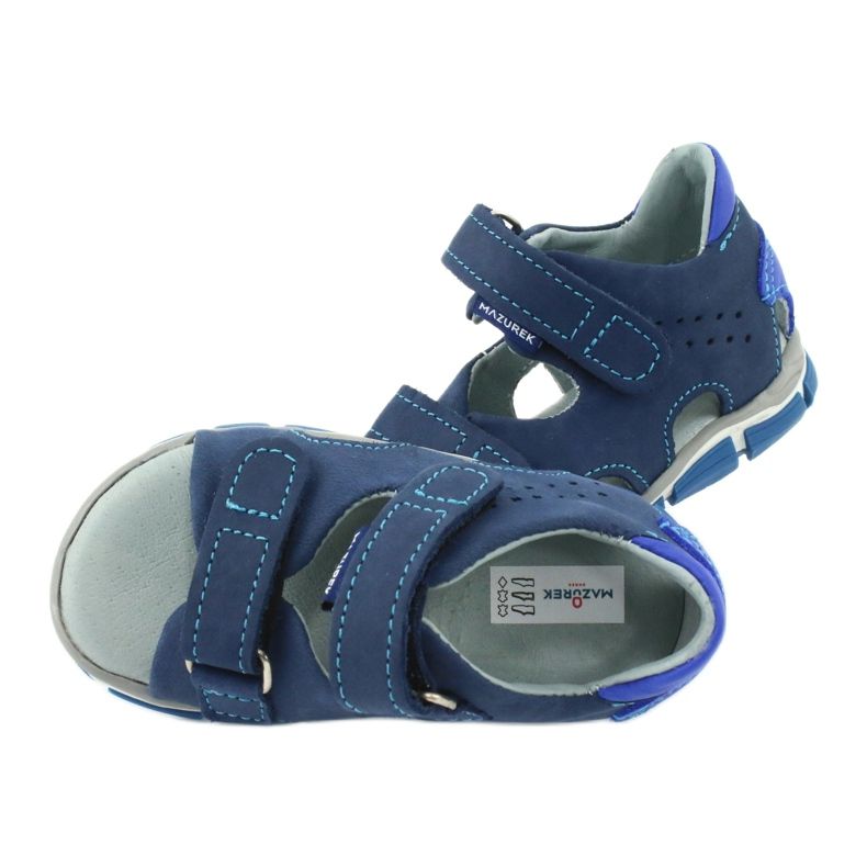 Mazurek Garçons en cuir avec velcro bleu marine 314 5