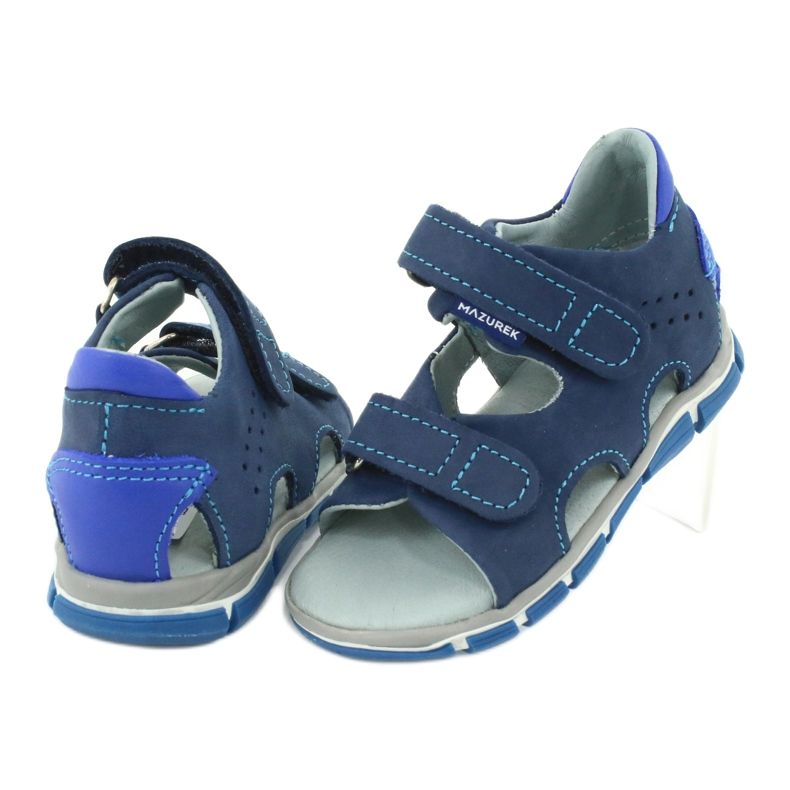 Mazurek Garçons en cuir avec velcro bleu marine 314 3