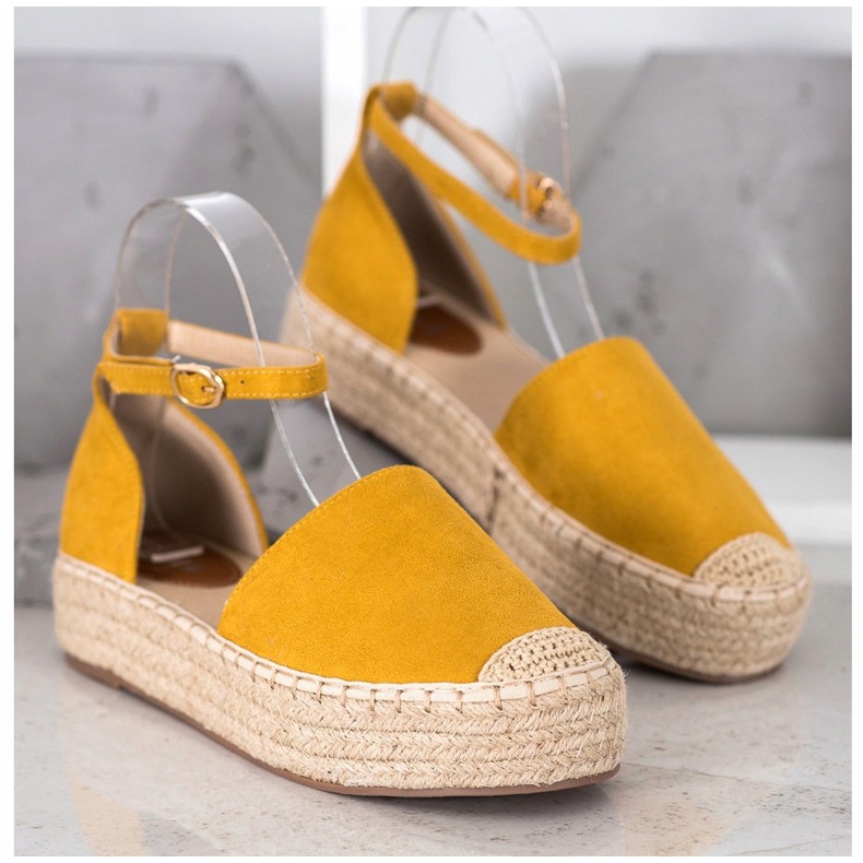SHELOVET Espadrilles à boucle jaune 2