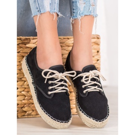 SHELOVET Espadrilles en daim noir 2
