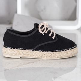 SHELOVET Espadrilles en daim le noir 3