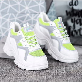 Sweet Shoes Baskets nouées blanche vert 1