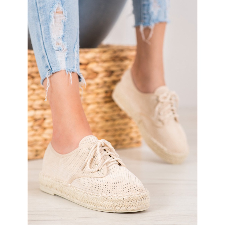 SHELOVET Espadrilles en daim brun 1