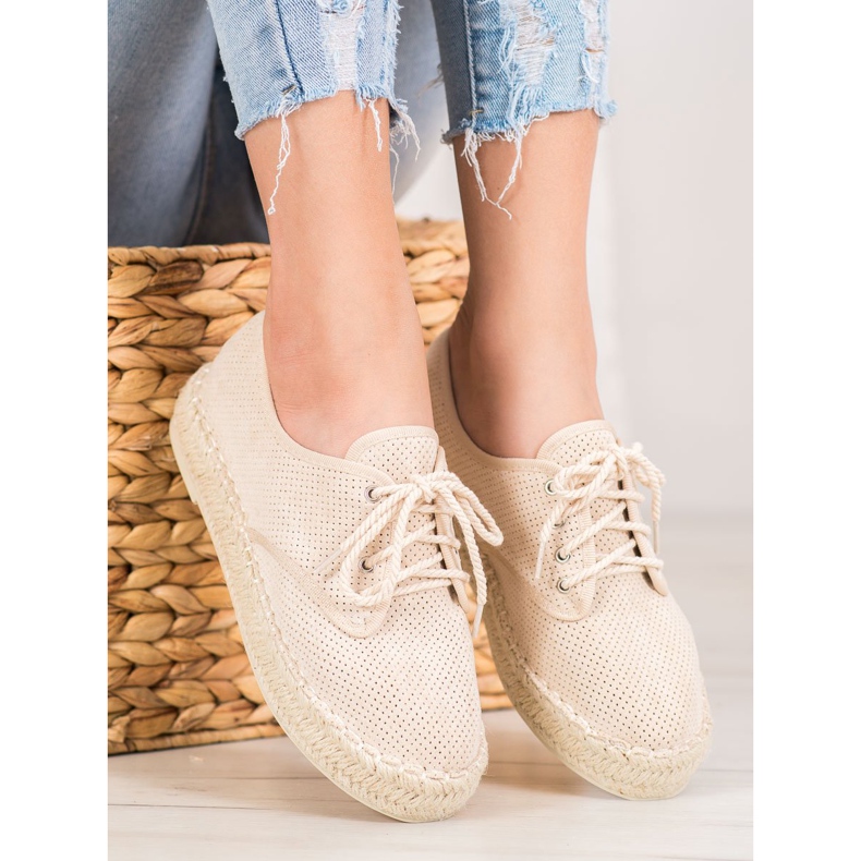 SHELOVET Espadrilles en daim brun 2