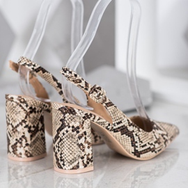 Comer Escarpins classiques à talon ouvert beige multicolore 4