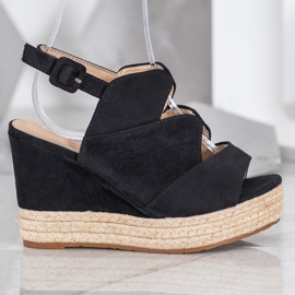 Small Swan Sandales compensées à la mode noir 2