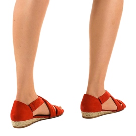 Sandales rouges en éco-daim 9R72 3