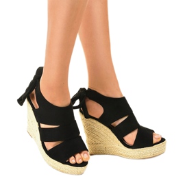 Sandales compensées espadrilles noires 77-77 le noir 1
