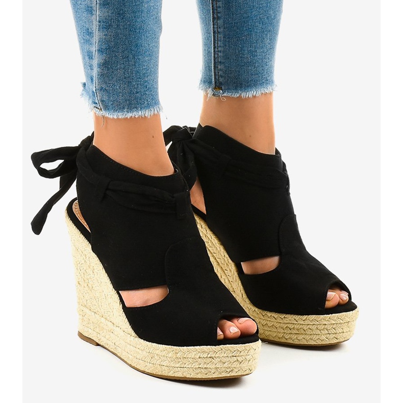 Sandales compensées espadrilles noires 77-20 le noir 1