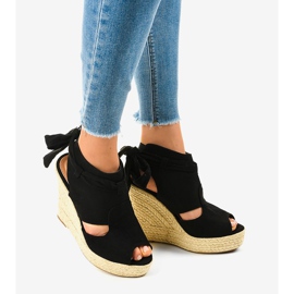 Sandales compensées espadrilles noires 77-20 le noir 2