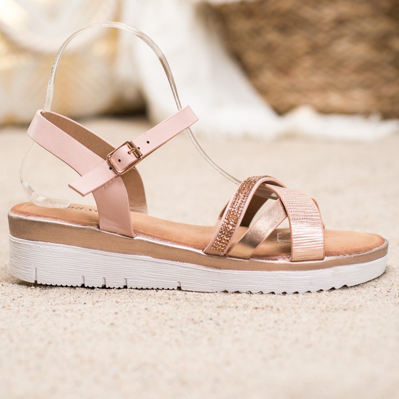 Small Swan Sandales confortables avec zircone cubique jaune 2