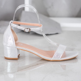 Small Swan Sandales en cuir écologique brillant gris 2