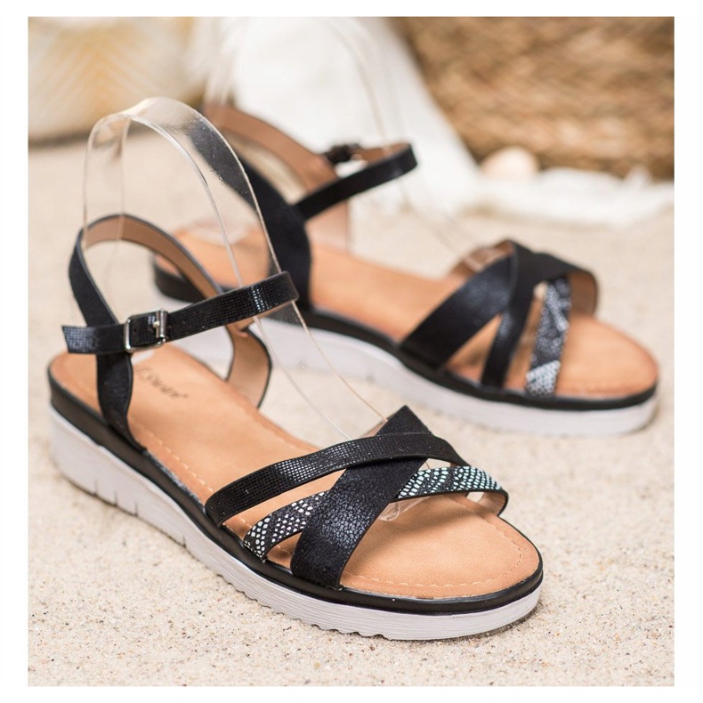 Small Swan Sandales à talons compensés noir 1