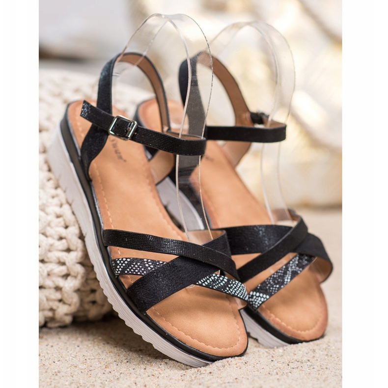 Small Swan Sandales à talons compensés noir 2