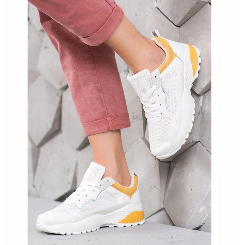 SHELOVET Baskets à empiècements orange vif blanche 1