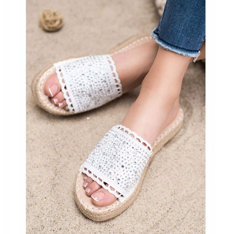 Small Swan Pantoufles Avec Cristaux blanc 1