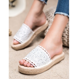 Small Swan Pantoufles Avec Cristaux blanc 2