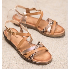 Small Swan Sandales marron élégantes brun doré 1